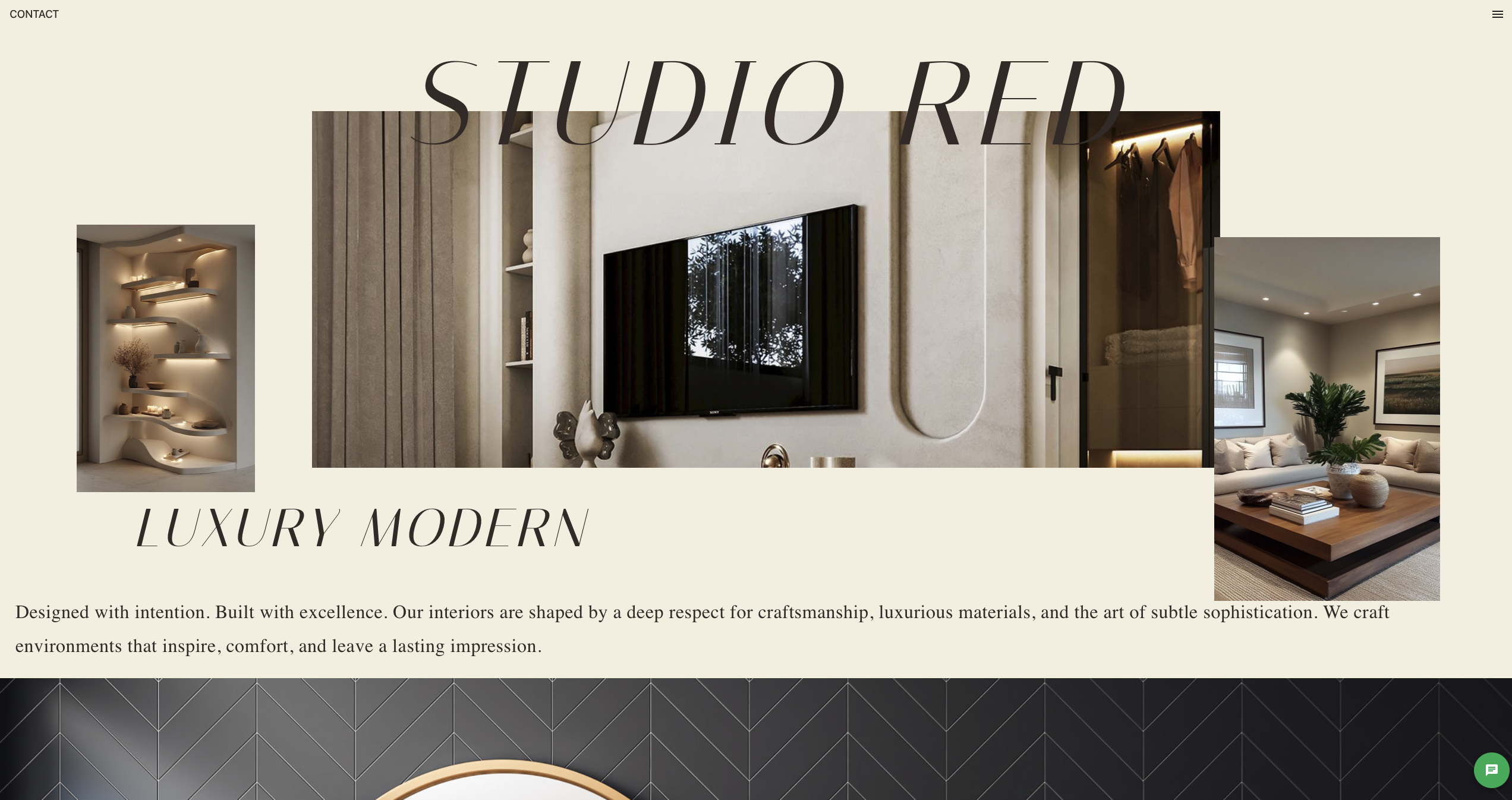 Studio Red luxury interior design website hero section
